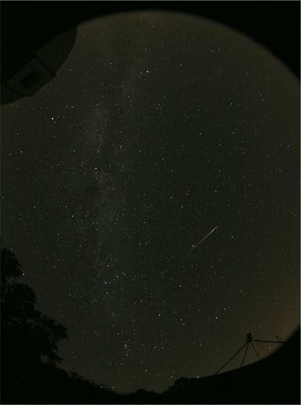 A Perseid meteor streaks across the sky at DSO